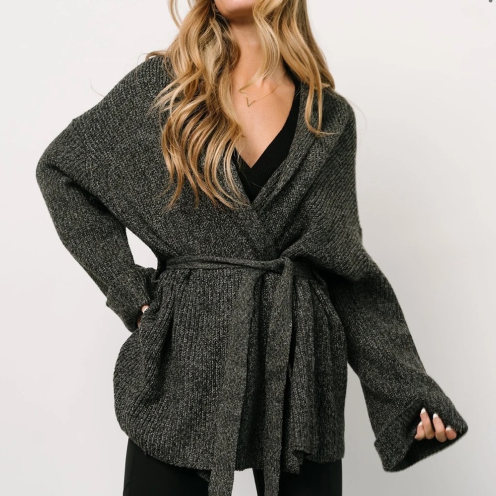 NWT grey tie sweater